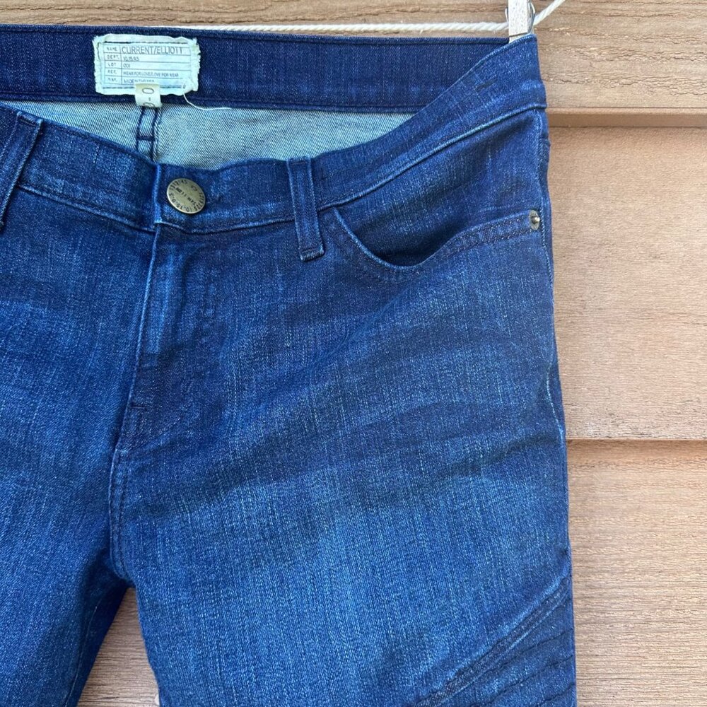 Current/Elliott Womens Moto Ankle Skinny Jeans Nashville Style Size 29 Dark Wash - Picture 7 of 13